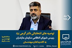 توصیه‌های انتخاباتی دکتر گرجی نیا، رییس شورای انتظامی سازمان مازندران به کاندیدا‌ها و مهندسان