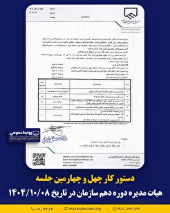 دستورکار چهل و چهارمین جلسه هیأت مدیره دوره دهم