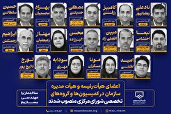 اعضای هیأت‌رئیسه و هیأت مدیره سازمان در کمیسیون‌ها و گروه‌های تخصصی شورای مرکزی منصوب شدند