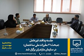 جلسه پدافند غیرعامل (مبحث ۲۱ مقررات ملی ساختمان) در سازمان مازندران برگزار شد