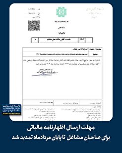 مهلت ارسال اظهارنامه مالیاتی برای صاحبان مشاغل تا پایان مرداد ماه تمدید شد