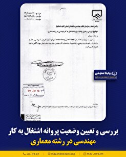 تعیین وضعیت پروانه اشتغال به کار مهندسی در رشته معماری